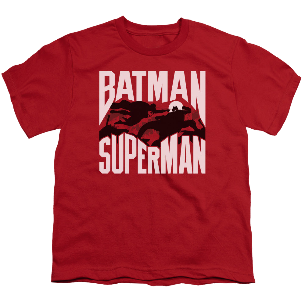 Batman v Superman Silhouette Fight - Youth T-Shirt Youth T-Shirt (Ages 8-12) Batman   