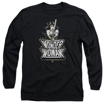 Black men's long sleeve t-shirt with Batman v Superman Tough graphic
