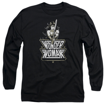 Black men's long sleeve t-shirt with Batman v Superman Tough graphic