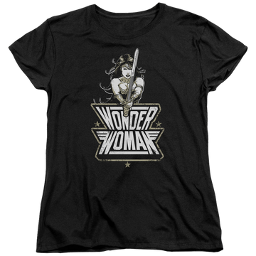 Black women's t-shirt with Batman v Superman Tough graphic