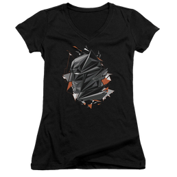 Batman v Superman Bat Head Tech - Juniors V-Neck T-Shirt Juniors V-Neck T-Shirt Batman   