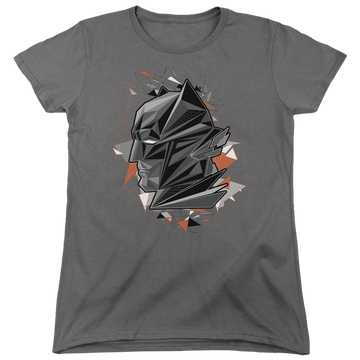 Charcoal women's t-shirt with Batman v Superman Bat Head Tech graphic
