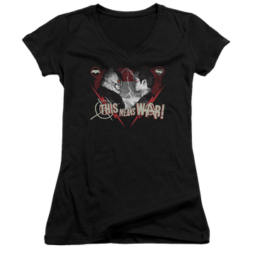 Batman v Superman This Means War - Juniors V-Neck T-Shirt Juniors V-Neck T-Shirt Batman   