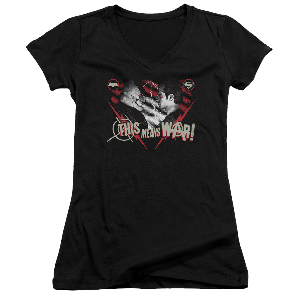 Batman v Superman This Means War - Juniors V-Neck T-Shirt Juniors V-Neck T-Shirt Batman   