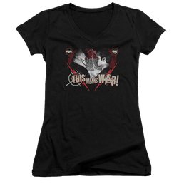 Batman v Superman This Means War - Juniors V-Neck T-Shirt Juniors V-Neck T-Shirt Batman   