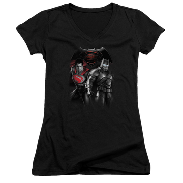 Batman v Superman Stand Off - Juniors V-Neck T-Shirt Juniors V-Neck T-Shirt Batman   