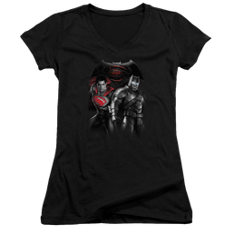 Batman v Superman Stand Off - Juniors V-Neck T-Shirt Juniors V-Neck T-Shirt Batman   