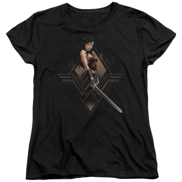 Black women's t-shirt with Batman v Superman City Girl graphic