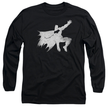 Black men's long sleeve t-shirt with Batman v Superman Knight Silhouette graphic