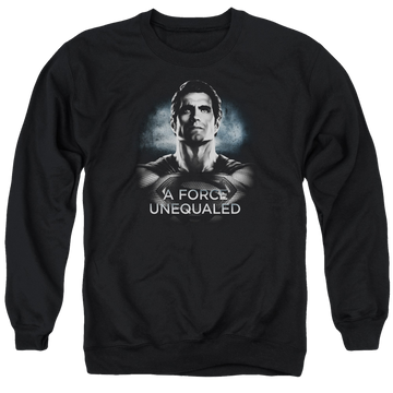 Black men's crewneck sweatshirt with Batman v Superman Unequaled graphic