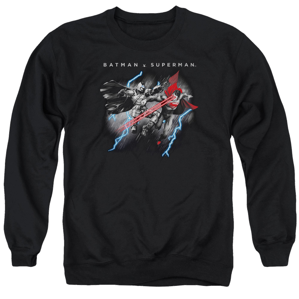 Batman v Superman Lightning Fight - Men's Crewneck Sweatshirt Men's Crewneck Sweatshirt Batman   