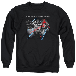 Batman v Superman Lightning Fight - Men's Crewneck Sweatshirt Men's Crewneck Sweatshirt Batman   