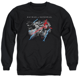 Batman v Superman Lightning Fight - Men's Crewneck Sweatshirt Men's Crewneck Sweatshirt Batman   