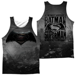 Batman v Superman Logo City (Front/Back Print) - Men's All Over Print Tank Top Men's All Over Print Tank Batman   
