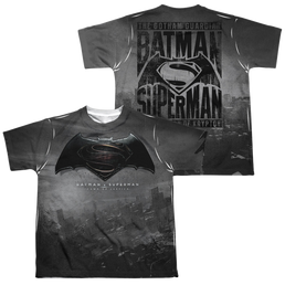 Batman v Superman Logo City (Front/Back Print) - Youth All-Over Print T-Shirt Youth All-Over Print T-Shirt (Ages 8-12) Batman   