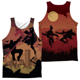 Batman v Superman Silhouette Fight (Front/Back Print) - Men's All Over Print Tank Top Men's All Over Print Tank Batman   