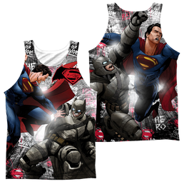 Batman v Superman Showdown (Front/Back Print) - Men's All Over Print Tank Top Men's All Over Print Tank Batman   