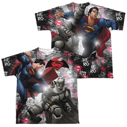 Batman v Superman Showdown (Front/Back Print) - Youth All-Over Print T-Shirt Youth All-Over Print T-Shirt (Ages 8-12) Batman   