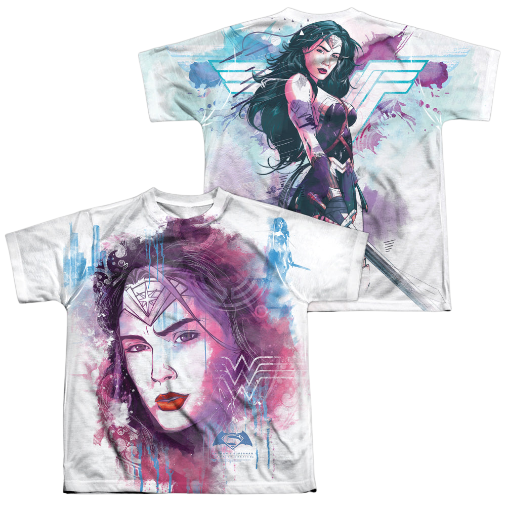 Batman v Superman Watercolor Wonder Sub (Front/Back Print) - Youth All-Over Print T-Shirt Youth All-Over Print T-Shirt (Ages 8-12) Batman   
