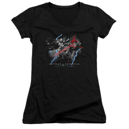 Batman v Superman Lightning V Heat Vision - Juniors V-Neck T-Shirt Juniors V-Neck T-Shirt Batman   