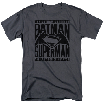 Charcoal men's regular fit t-shirt with Batman v Superman Title Fight graphic