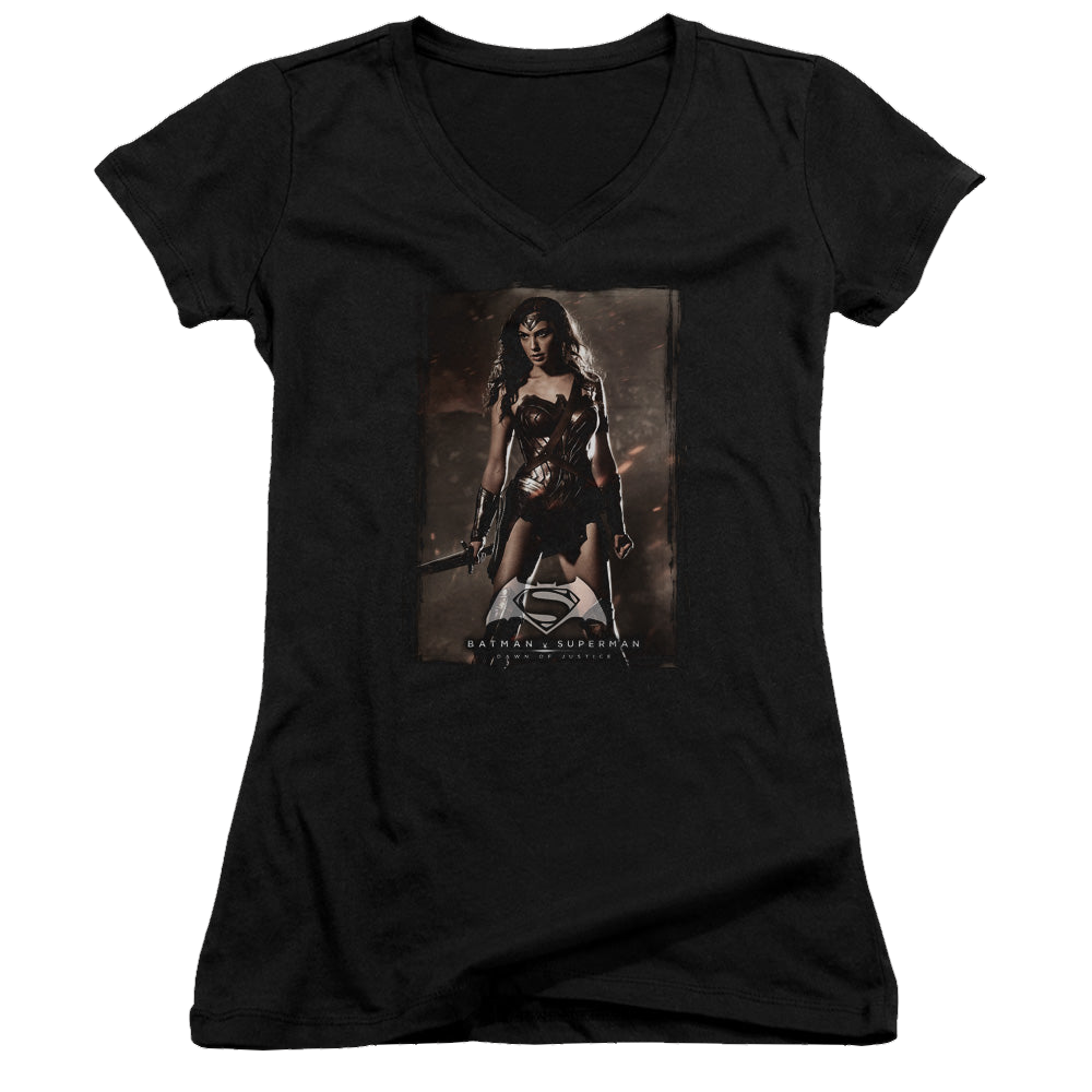 Batman v Superman Ww Poster - Juniors V-Neck T-Shirt Juniors V-Neck T-Shirt Batman   