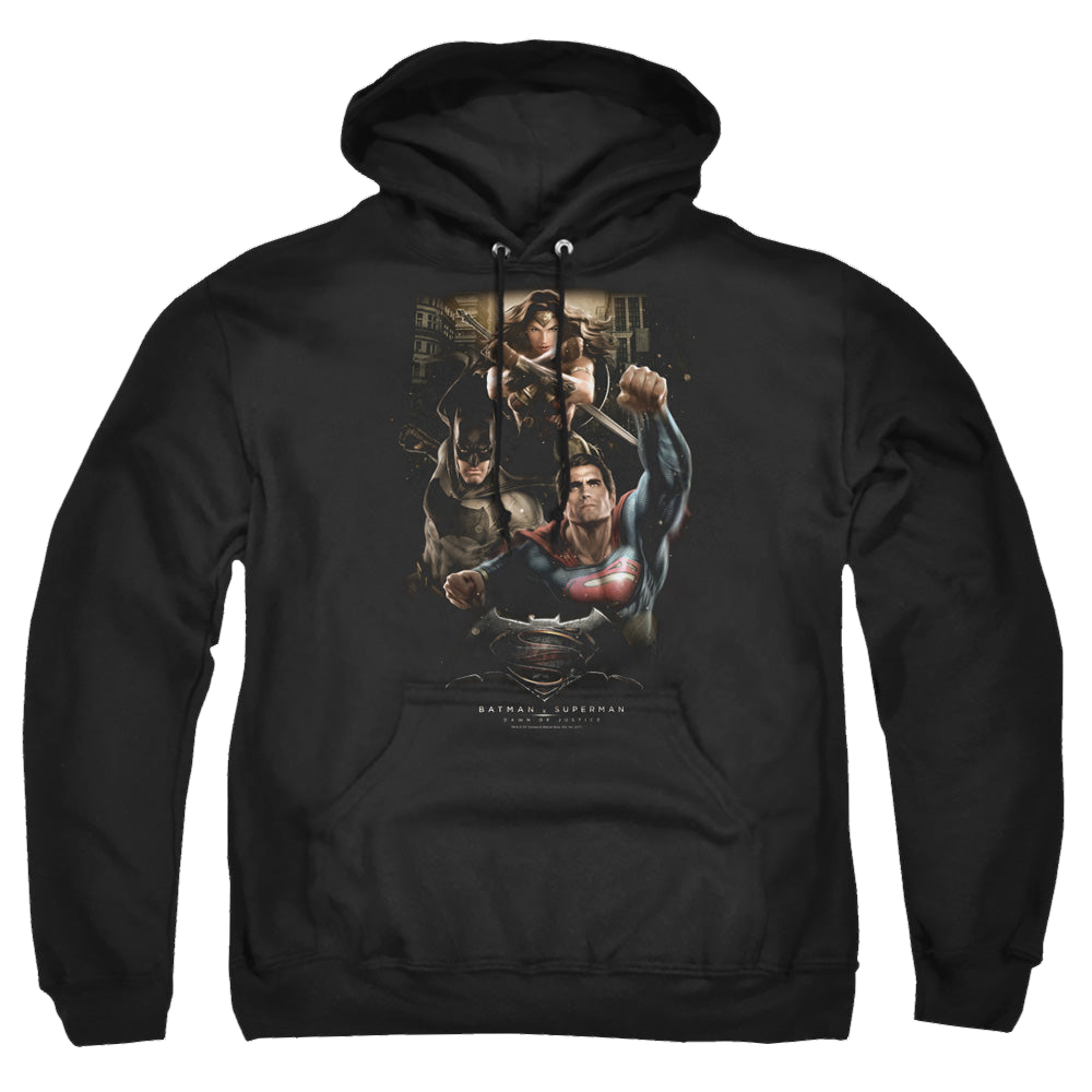 Batman v Superman Three In Action - Pullover Hoodie Pullover Hoodie Batman   