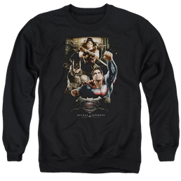 Batman v Superman Three In Action - Men's Crewneck Sweatshirt Men's Crewneck Sweatshirt Batman   