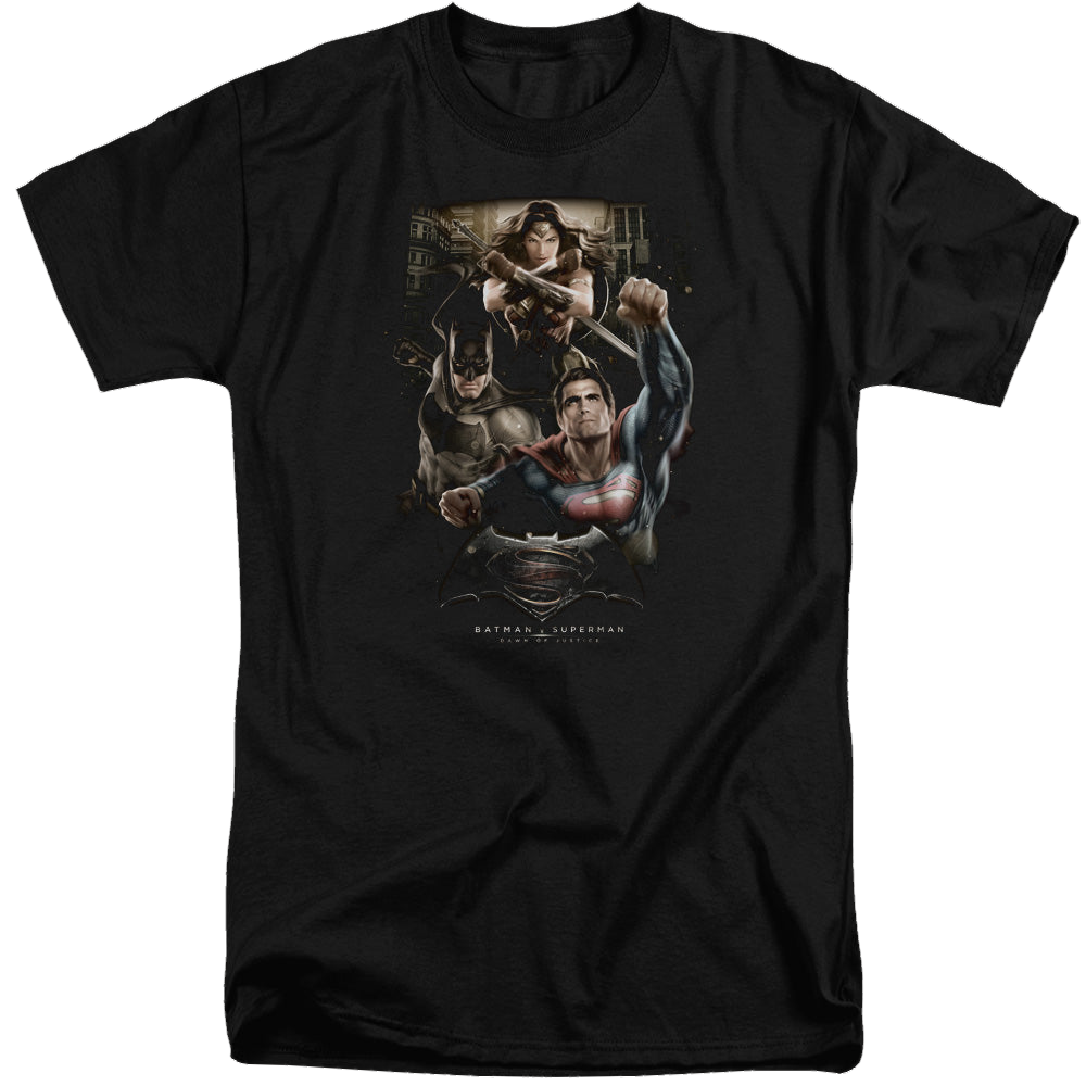 Batman v Superman Three In Action - Men's Tall Fit T-Shirt Men's Tall Fit T-Shirt Batman   