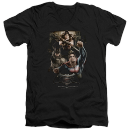 Batman v Superman Three In Action - Men's V-Neck T-Shirt Men's V-Neck T-Shirt Batman   