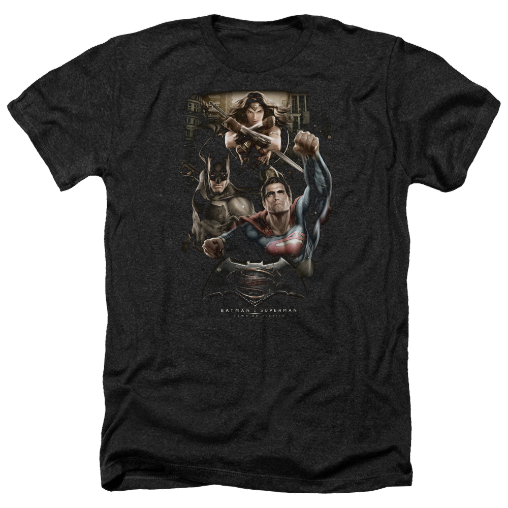 Batman v Superman Three In Action - Men's Heather T-Shirt Men's Heather T-Shirt Batman   