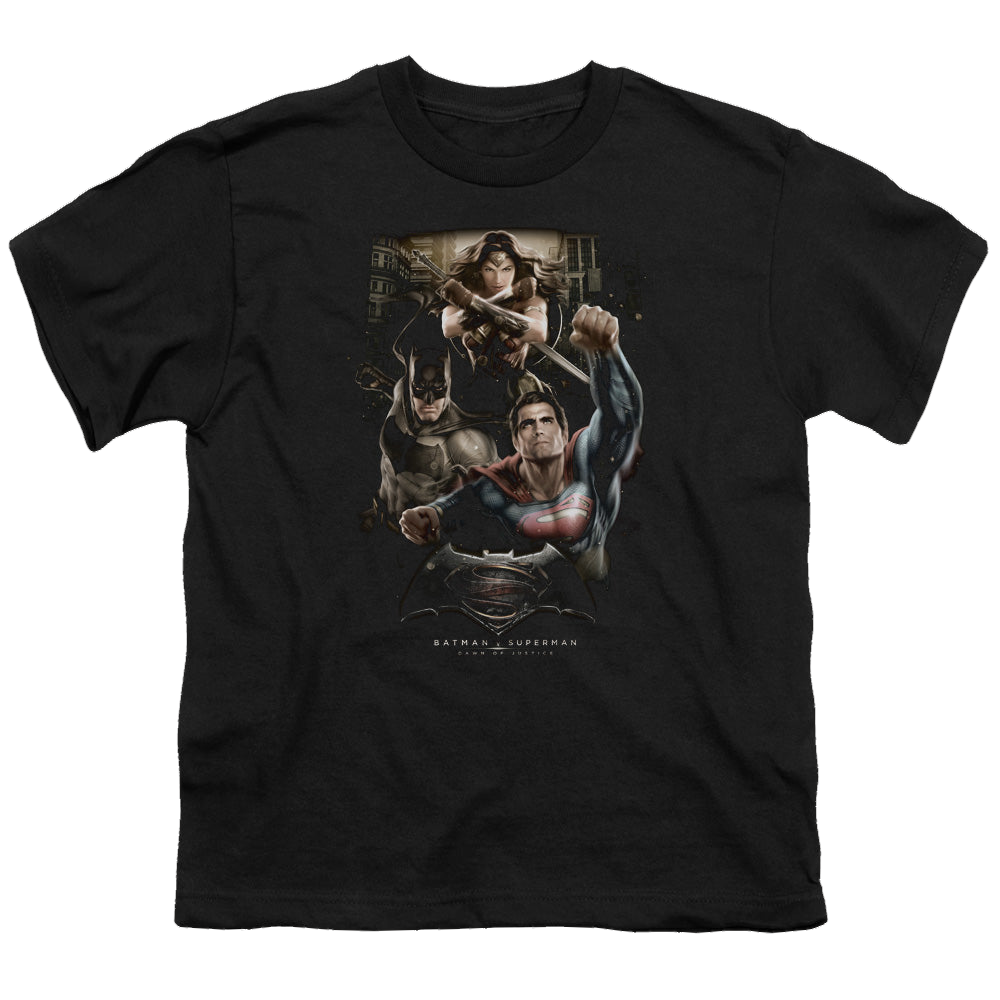 Batman v Superman Three In Action - Youth T-Shirt Youth T-Shirt (Ages 8-12) Batman   