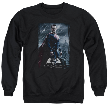 Black men's crewneck sweatshirt with Batman v Superman Supe Poster graphic