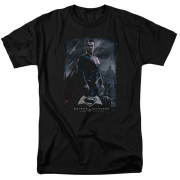 Black men's regular fit t-shirt with Batman v Superman Supe Poster graphic