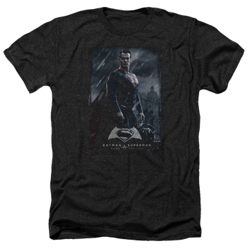 Charcoal men's heather t-shirt with Batman v Superman Supe Poster graphic