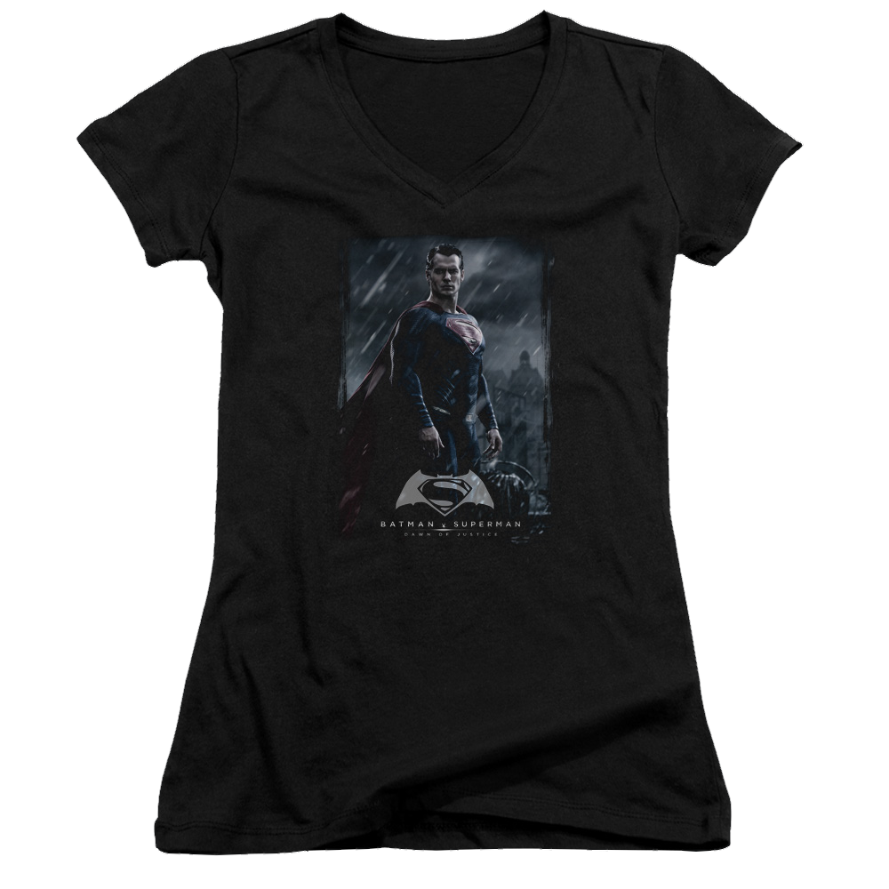 Batman v Superman Supe Poster - Juniors V-Neck T-Shirt Juniors V-Neck T-Shirt Batman   