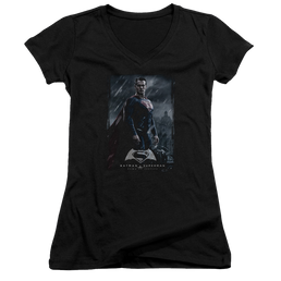 Batman v Superman Supe Poster - Juniors V-Neck T-Shirt Juniors V-Neck T-Shirt Batman   
