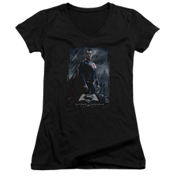 Batman v Superman Supe Poster - Juniors V-Neck T-Shirt Juniors V-Neck T-Shirt Batman   