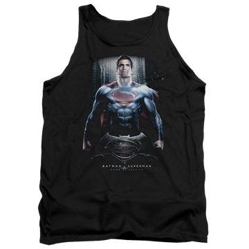 Black men's tank with Batman v Superman Supe Ground Zero graphic