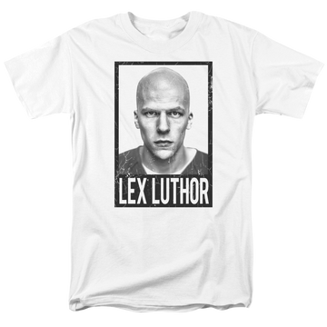 White men's regular fit t-shirt with Batman v Superman Luthor graphic