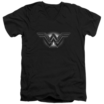 Black men's v-neck t-shirt with Batman v Superman Glow Emblem graphic