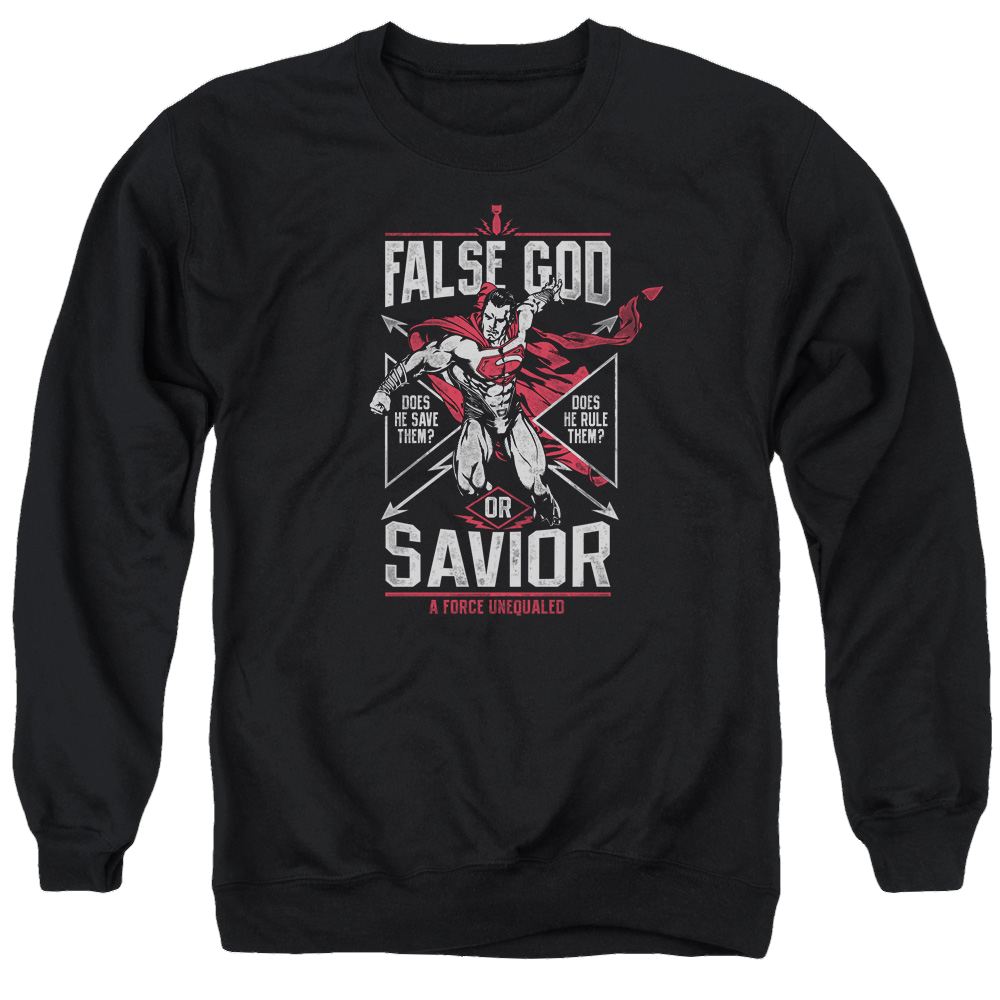 Batman v Superman False God Or Savior - Men's Crewneck Sweatshirt Men's Crewneck Sweatshirt Batman   