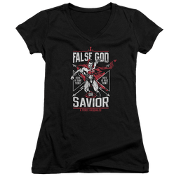 Batman v Superman False God Or Savior - Juniors V-Neck T-Shirt Juniors V-Neck T-Shirt Batman   