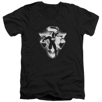 Black men's v-neck t-shirt with Batman v Superman Triple Diamond graphic