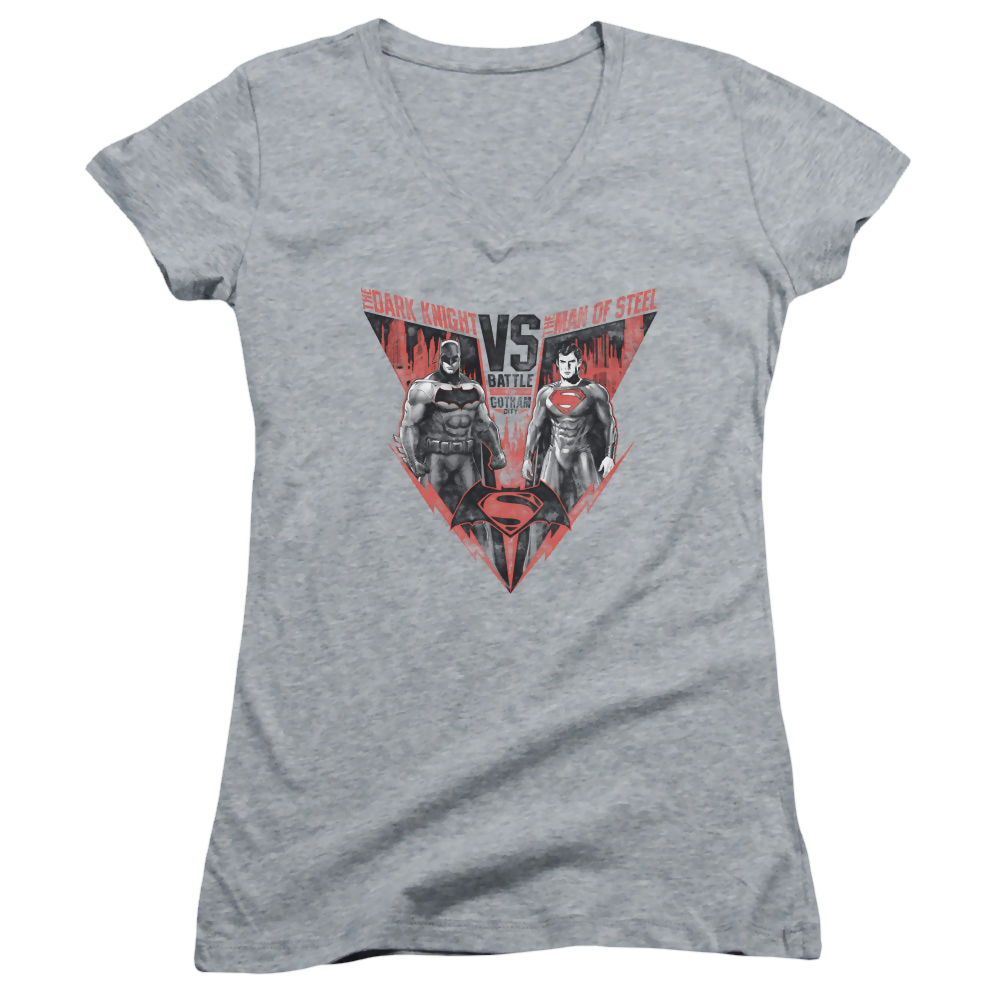 Batman v Superman Batlle For Gotham - Juniors V-Neck T-Shirt Juniors V-Neck T-Shirt Batman   