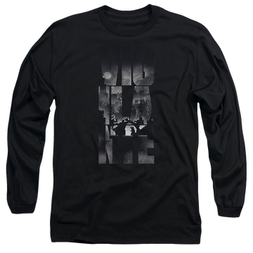 Black men's long sleeve t-shirt with Batman v Superman Rainy Viglante graphic