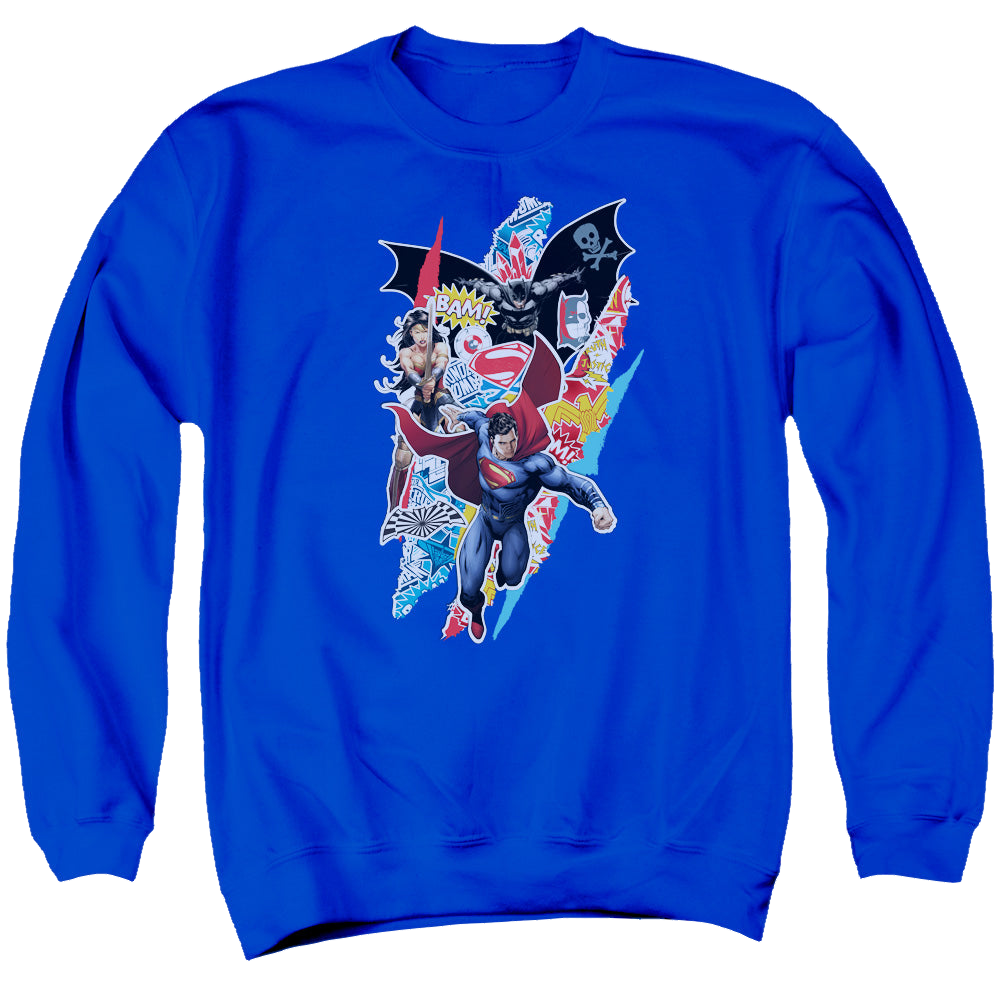 Batman v Superman Batman V Superman Ripped Trio - Men's Crewneck Sweatshirt Men's Crewneck Sweatshirt Batman   