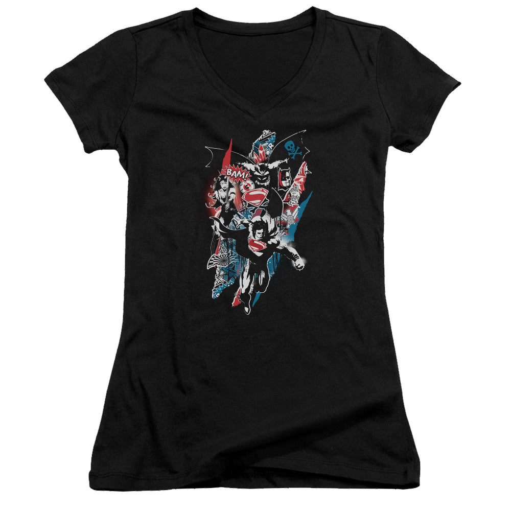 Batman v Superman Ripped Trio 2 - Juniors V-Neck T-Shirt Juniors V-Neck T-Shirt Batman   