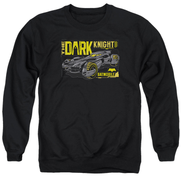 Black men's crewneck sweatshirt with Batman v Superman Mobil Dark Knight graphic