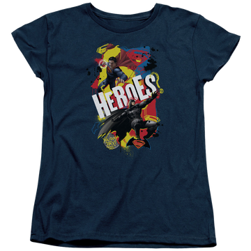 Navy women's t-shirt with Batman v Superman Double Hero graphic
